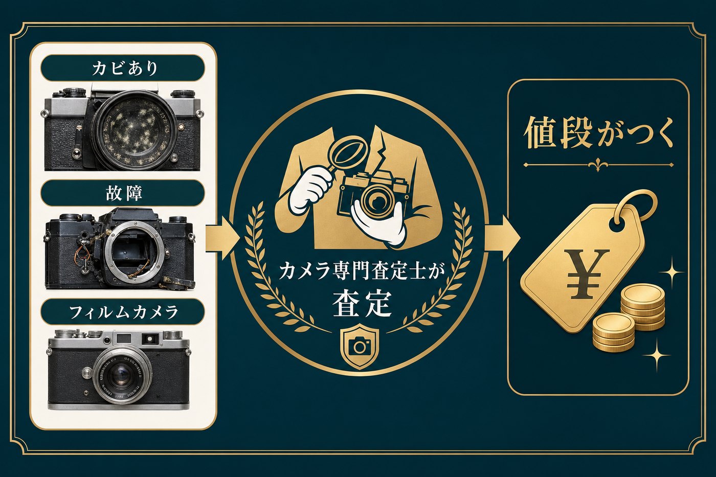 カビ・故障・古い機材も価値を見極めるの図解